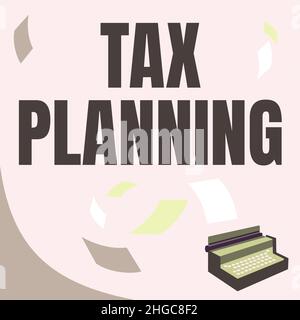 Sign displaying Tax Planning. Business concept analyzing financial income and planning business accounting Vintage Typewriter Drawing With Multiple Stock Photo