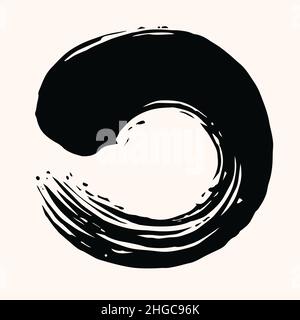 Enso Zen Brush Circle Japan Art Vector Design Illustration Icon Stock Vector