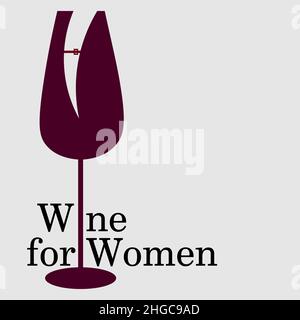 minimal abstract logo of wine in the form of a glass with a decollete 1 Stock Vector