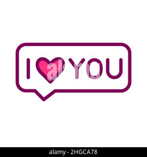 I love you message. Pixel perfect, editable stroke color icon Stock Vector
