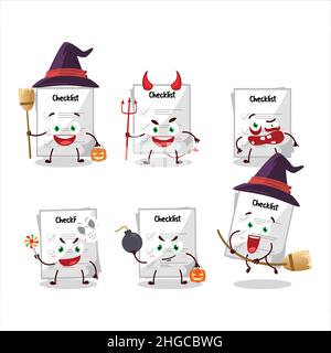 Halloween expression emoticons with cartoon character of paper sheet. Vector illustration Stock Vector