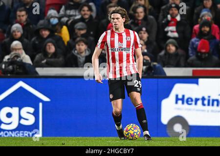 Mads Bech Sorensen #29 of Brentford during the game in, on 1/19/2022. (Photo by Craig Thomas/News Images/Sipa USA) Credit: Sipa USA/Alamy Live News Stock Photo