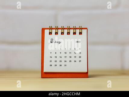 Desk calendar for August 2022 tabletop with copy space Stock Photo
