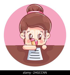 girl writing and studying cheerful cartoon style Stock Vector Image & Art -  Alamy