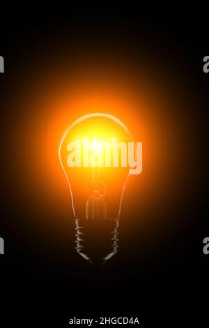 Bright light bulb on black background Stock Photo