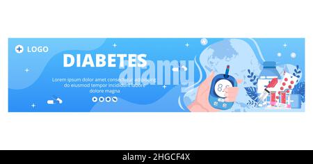 Diabetes Testing Post Template Flat Design Illustration Editable of Square Background Suitable for Healthcare Social Media or Greetings Card Stock Vector