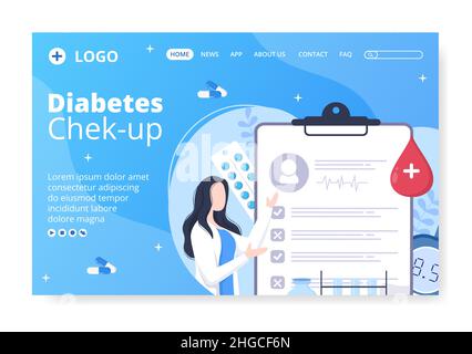 Diabetes Testing Post Template Flat Design Illustration Editable of Square Background Suitable for Healthcare Social Media or Greetings Card Stock Vector