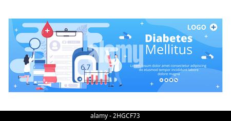 Diabetes Testing Cover Template Flat Design Illustration Editable of Square Background Suitable for Healthcare Social Media or Greetings Card Stock Vector