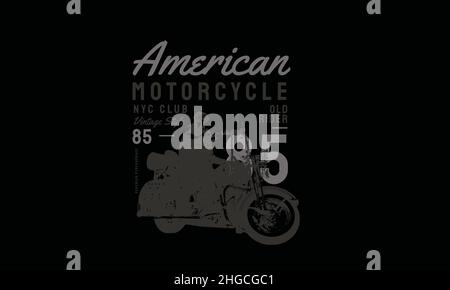 american motorcycle man riding motorcycle vintage motorcycle monogram text vector template Stock Vector