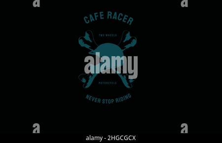 cafe racer helmet vintage motorcycle monogram text vector template Stock Vector