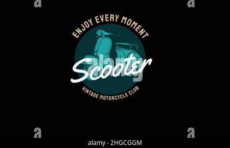 enjoy every moment scooter vintage motorcycle monogram text vector template Stock Vector