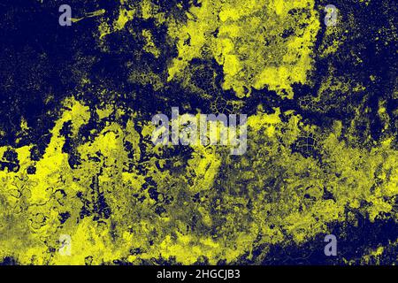 Abstract rough grunge texture surface of dark purple with light yellow color concrete wall Stock Photo