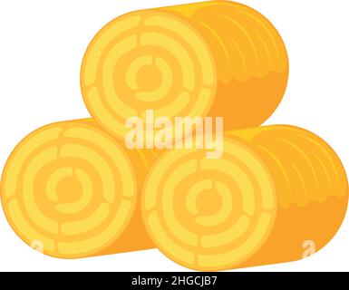 Concept harvest haystack icon, natural organic crop and yellow hayrick cartoon vector illustration, isolated on white. Farm business. Stock Vector