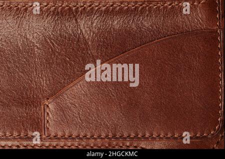 Brown leather pocket pouch for card close up view Stock Photo