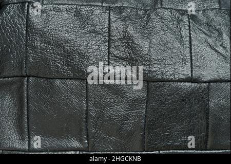 Abstract black leather pattern background close up view Stock Photo