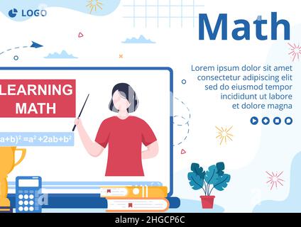 Learning Mathematics Education and Knowledge Brochure Template Flat Illustration Editable of Square Background Suitable for Social Media or Web Stock Vector