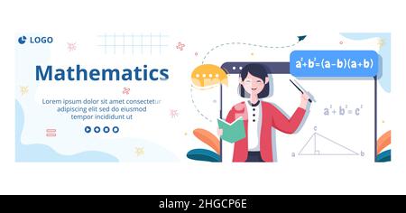 Learning Mathematics Education and Knowledge Cover Template Flat Illustration Editable of Square Background Suitable for Social Media or Web Stock Vector