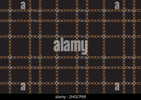 Chain Check Grid seamless pattern. Orange white Gradient color. Black easy editable background. Vector Stock Vector