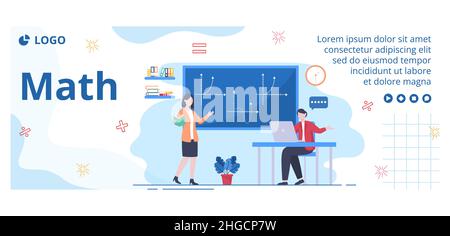 Learning Mathematics Education and Knowledge Cover Template Flat Illustration Editable of Square Background Suitable for Social Media or Web Stock Vector