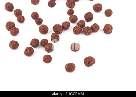 Chocolate cereal balls isolated on white background Stock Photo