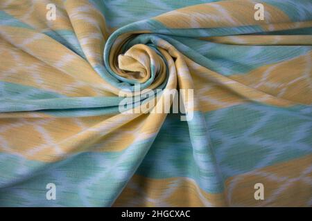 Close up of texture of hand woven cotton cloth, Thai cotton natural colour dyed Stock Photo