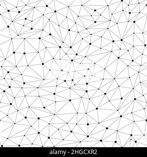 Network technolgy ornament. Social media concept. Seamless pattern with connected dots on white background. Vector illustration. Stock Vector