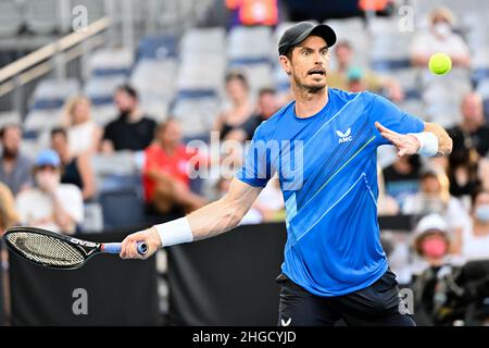 Melbourne, Australia. 20th Jan, 2022. ANDY MURRAY (GBR) in action against TARO DANIEL (JPN) on Rod Laver Arena in a Women's Singles 2nd round match on day 4 of the 2022 Australian Open in Melbourne, Australia. Sydney Low/Cal Sport Media. DANIEL won 6:4 6:4 6:4. Credit: csm/Alamy Live News Stock Photo