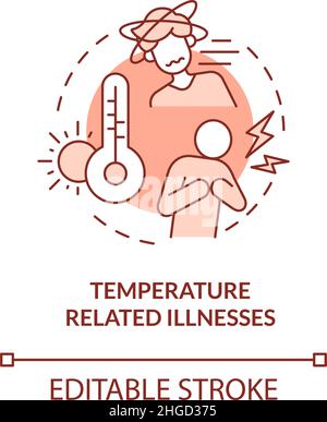Temperature related illnesses red concept icon Stock Vector