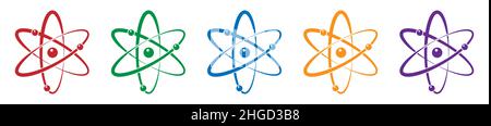 Atom color icons. Set molecule symbol or atom symbol. Vector illustration isolated on white background Stock Vector