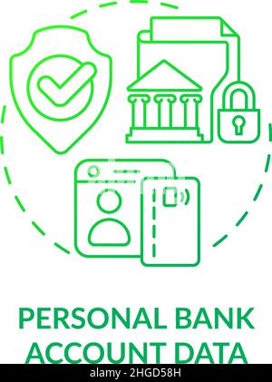 Personal bank green gradient account data concept icon Stock Vector