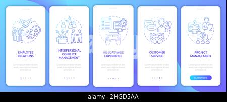 Skills for HR manager blue gradient onboarding mobile app screen Stock Vector