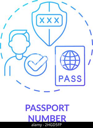 Passport number blue gradient concept icon Stock Vector