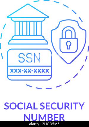 Social security number blue gradient concept icon Stock Vector
