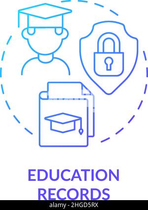 Education records blue gradient concept icon Stock Vector