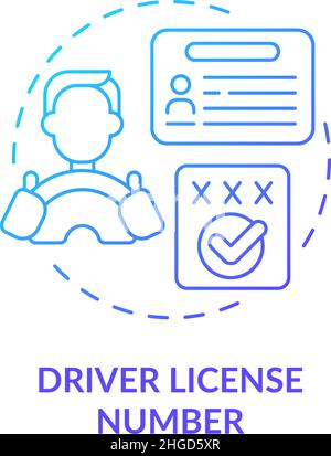 Driver license number blue gradient concept icon Stock Vector