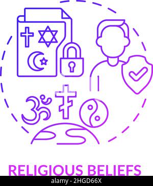 Religious beliefs purple gradient concept icon Stock Vector