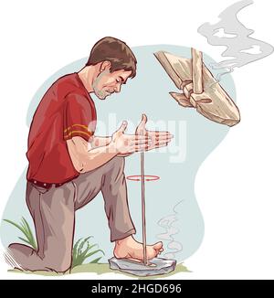 fire making methods vector illustration Stock Vector