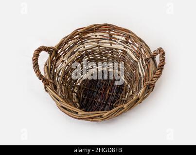 Wicker basket isolated Stock Photo