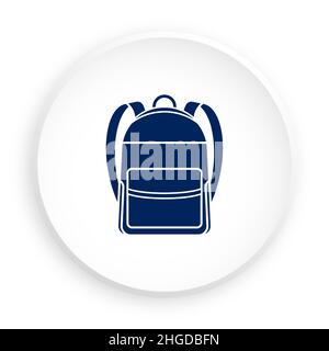 school bag icon in neomorphism style for mobile app. Button for mobile application or web. Vector on white background Stock Vector