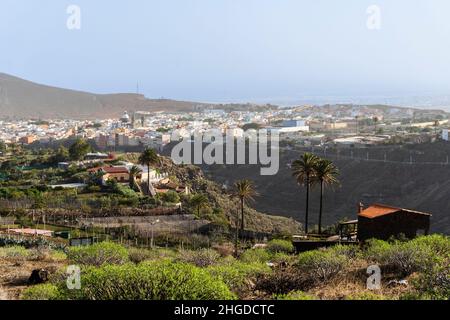 View of Aguimes with historic cathedral in the downtown, Gran Canaria, Canary Islands, Spain Stock Photo