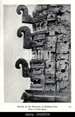 The Nunnery, Chichen-Itza Details from the book ' Myths and Legends Mexico and Peru ' by Lewis Spence, Publisher Boston : David D. Nickerson 1913 Stock Photo