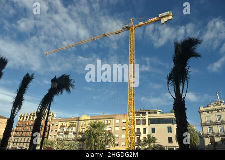 Static crane under construction in the city of Valencia Spain. Stock Photo