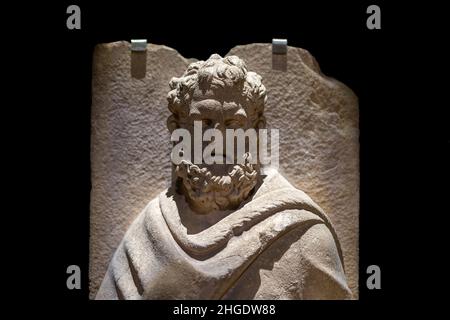 Marble relief of Greek Heracles (Hercules) in Istanbul Archaeology Museum, Turkey. Stock Photo