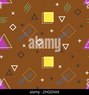 seamless pattern on a brown background of geometric shapes Stock Vector