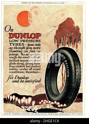A vintage Dunlop tyres advert from Punch Magazine, 1925 Stock Photo