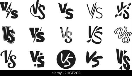 Versus logo designs, vs letters for duel battle icons. Symbol for game, fight challenge or sport match. Competition contest sign vector set Stock Vector