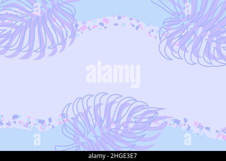Tropical leaves in pastel color with copyspace Stock Vector
