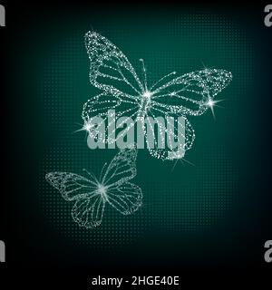 Shining crystal butterfly. Vector illustration Stock Vector