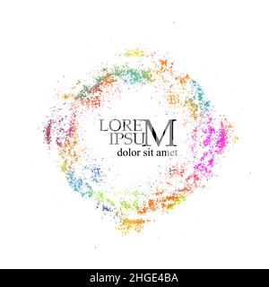 Round multi-colored frame from spots of paint. Background from blots. Grunge Design Element. Brush Strokes. Vector illustration Stock Vector