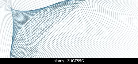Navy blue, gray techno line art design. Radio communication concept. Vector thin curves. Abstract futuristic grid pattern. White background. EPS10 Stock Vector
